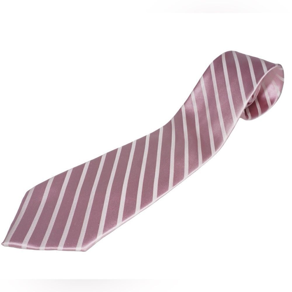Bugatti Pink and White Striped Silk Tie